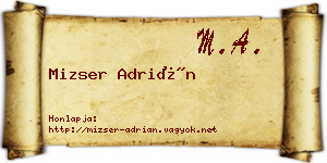 Mizser Adrián névjegykártya