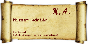 Mizser Adrián névjegykártya